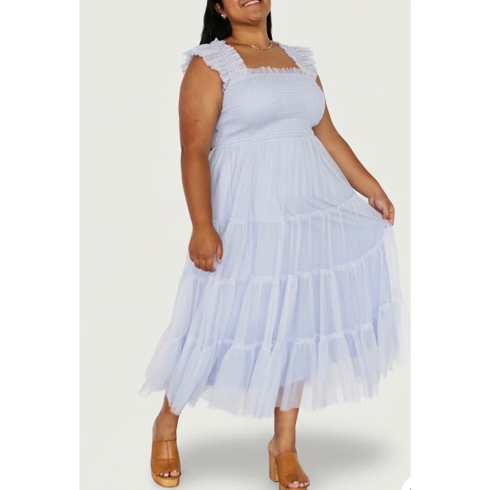 Baltic Born Light Blue Emma Smocked Tulle Dress Ruffle Strap 3XL - Picture 2 of 13